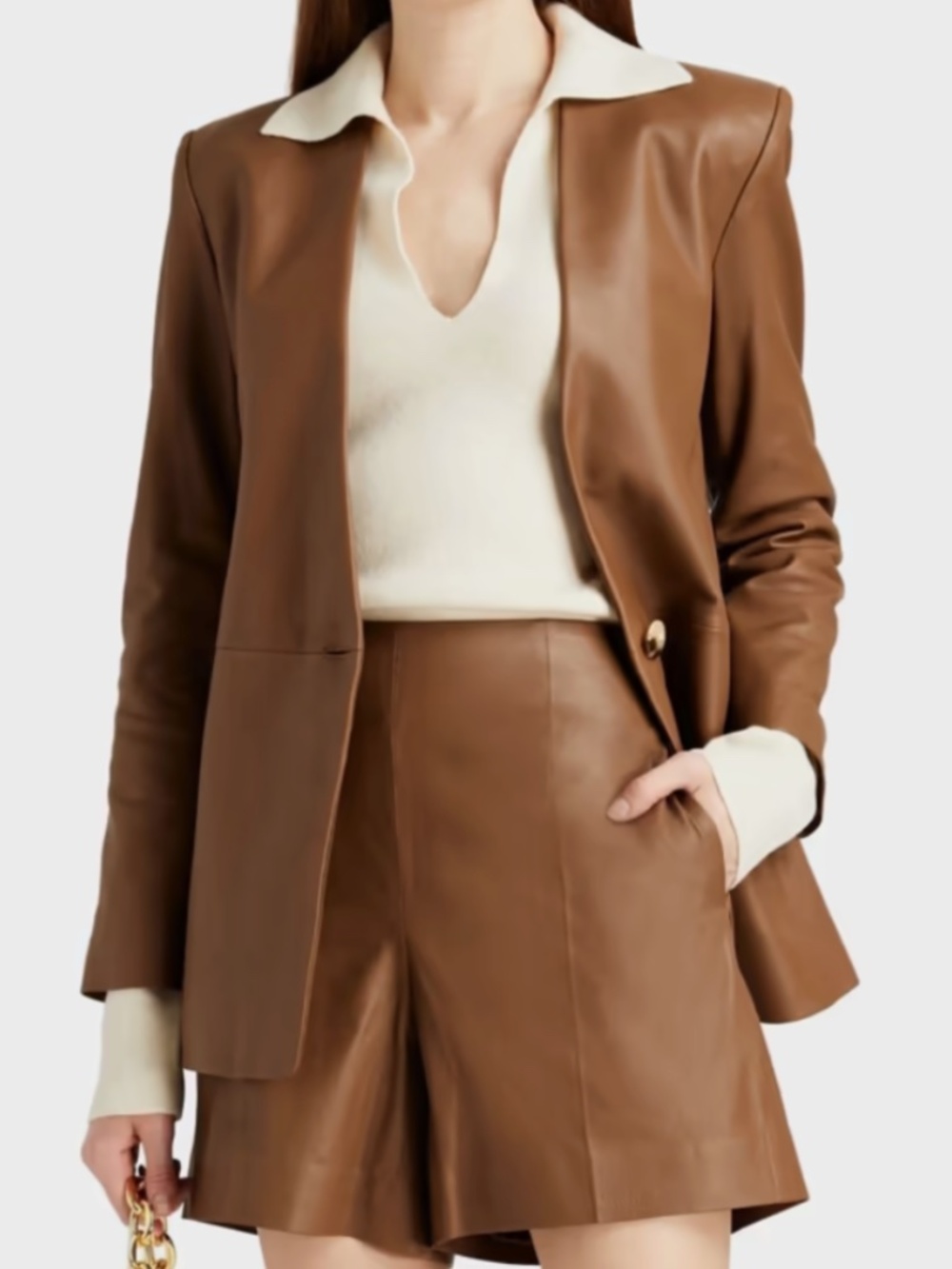 Vince Collarless Leather Blazer Sz 2
